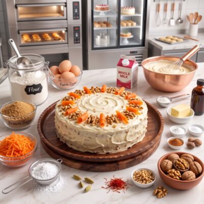 طرز تهیه کیک هویج و گردو با فراستینگ کرم چیز