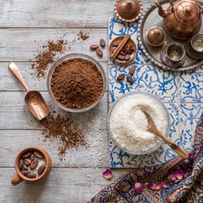 تامین عمده پودر کاکائو و پودر نارگیل چرب و خشک قنادی